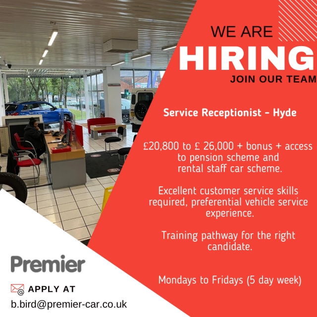 Service Receptionist based in Hyde 